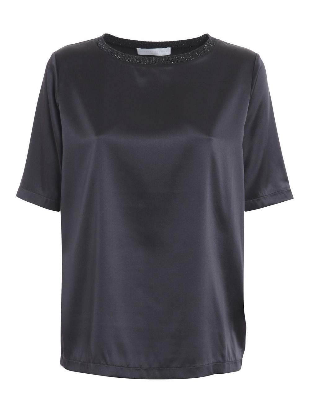Fabiana Filippi - T-Shirt in Seta Antracite Donna - TPD220W3018148