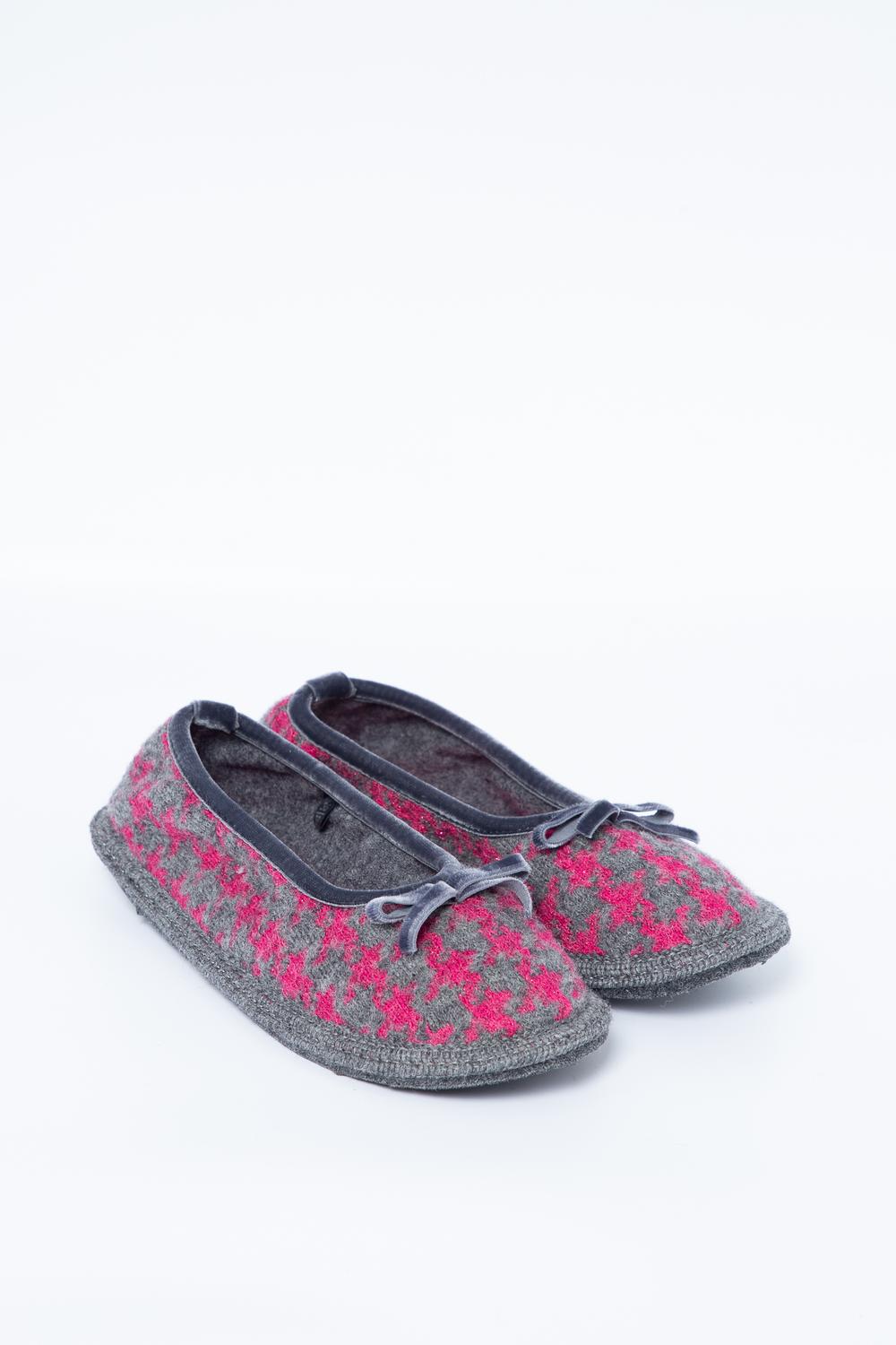 Alto Milano - Pantofola in Lana Grigio/Rosa Donna - 1750DH