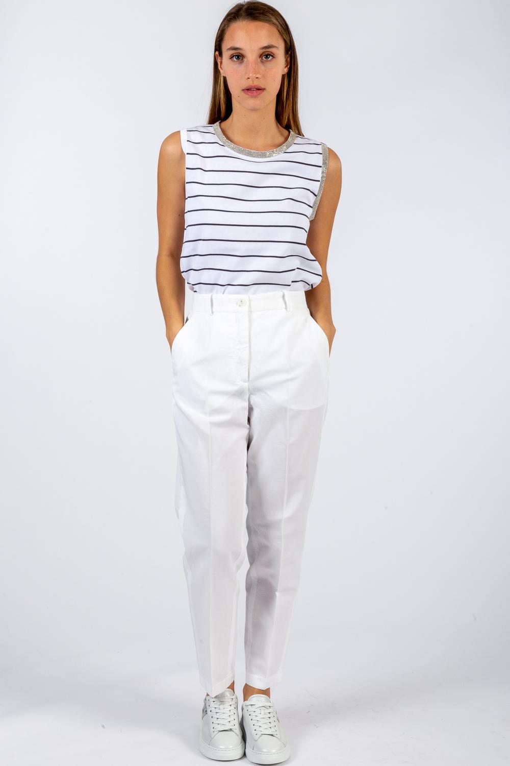 Fabiana Filippi - Top a Righe Bianco/Grigio Donna - MAD272W050VR1