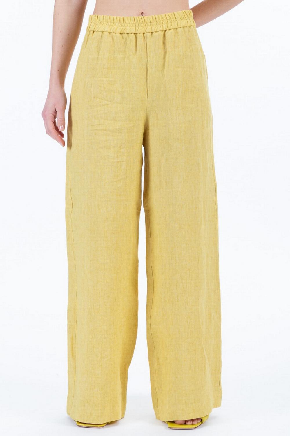 Fabiana Filippi - Pantalone in Lino Giallo Donna - PADP02W389756