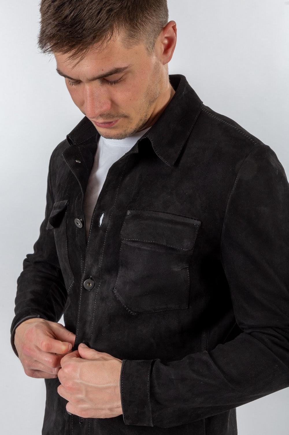 Salvatore Santoro - Giubbino in Pelle a Camicia Nero Uomo - 42525 DNO