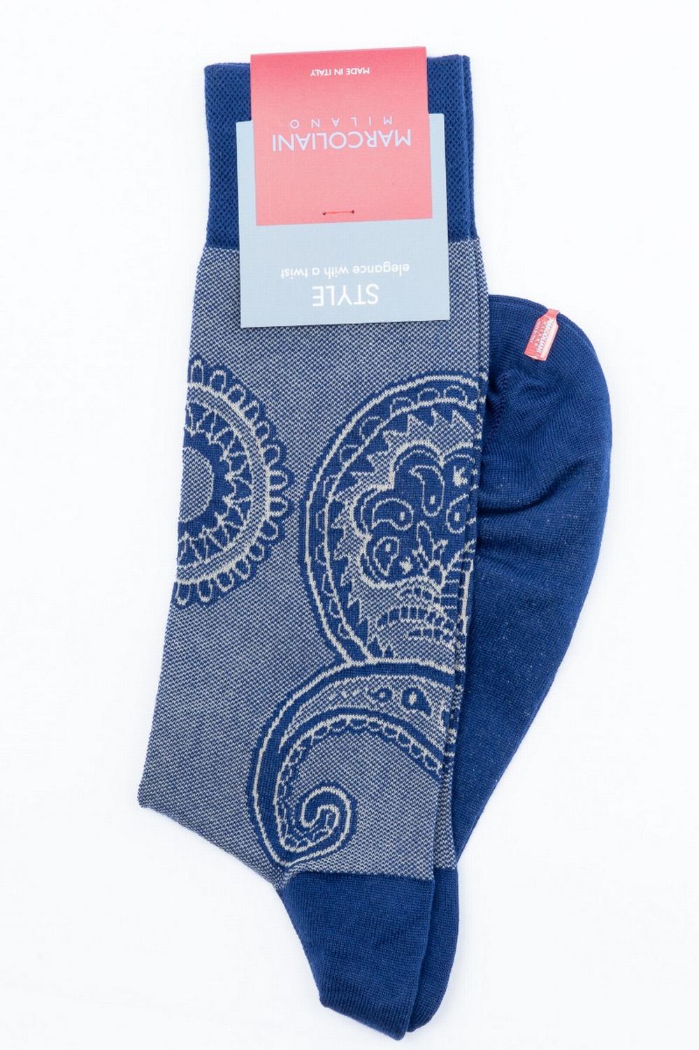 Marcoliani - Calza Media Stampa Blu/Beige Uomo - MAR4435T