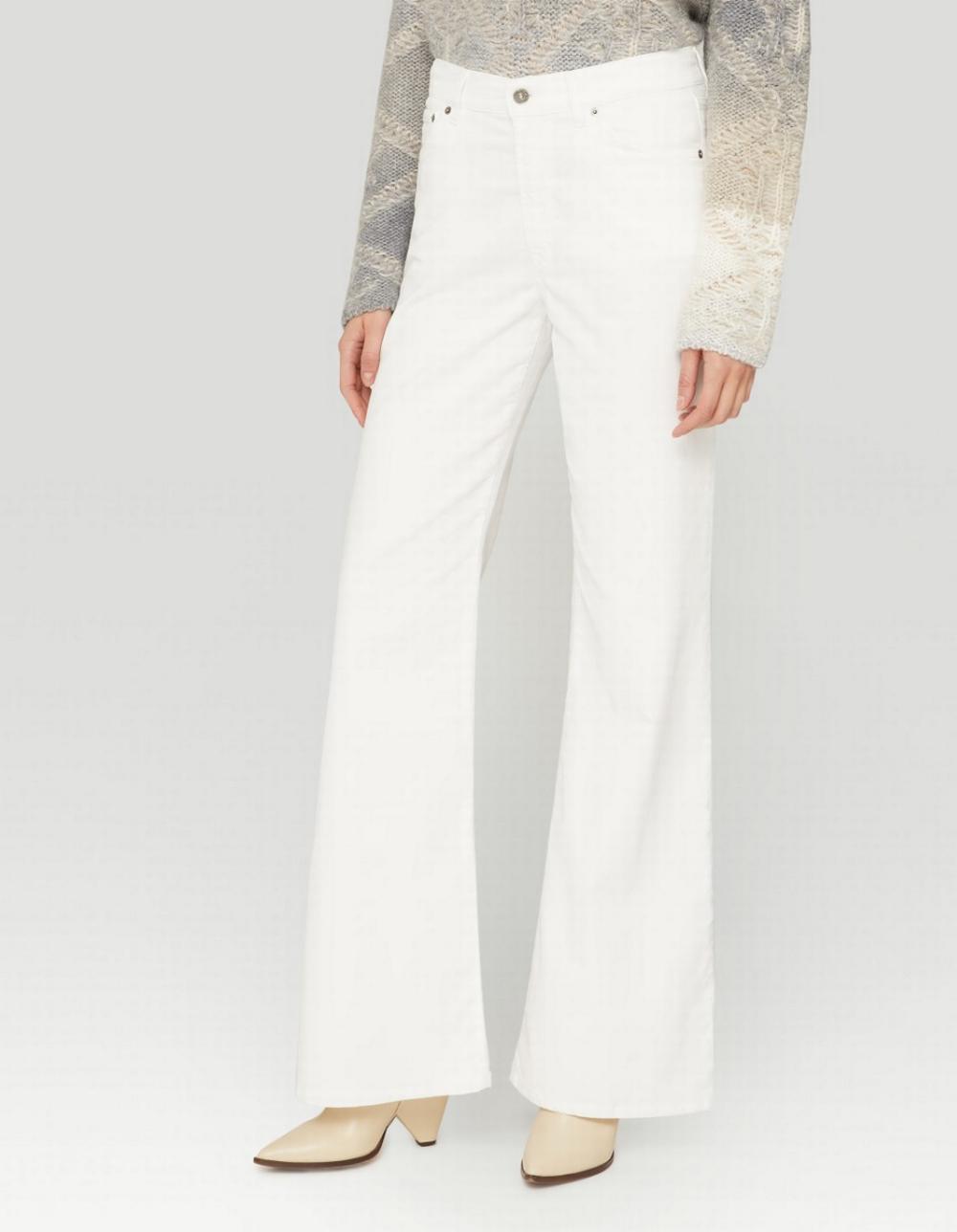 Dondup - Pantalone Amber Velluto bianco  - DP619VS0030 000