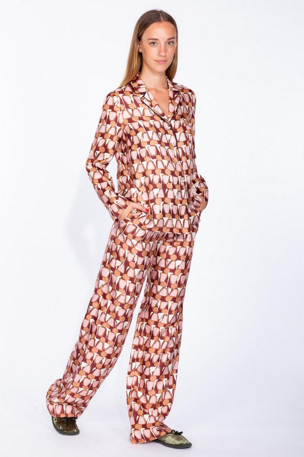 Max Mara Studio - Pantalone Seta Stampata Bordeaux - GIUNTO 004