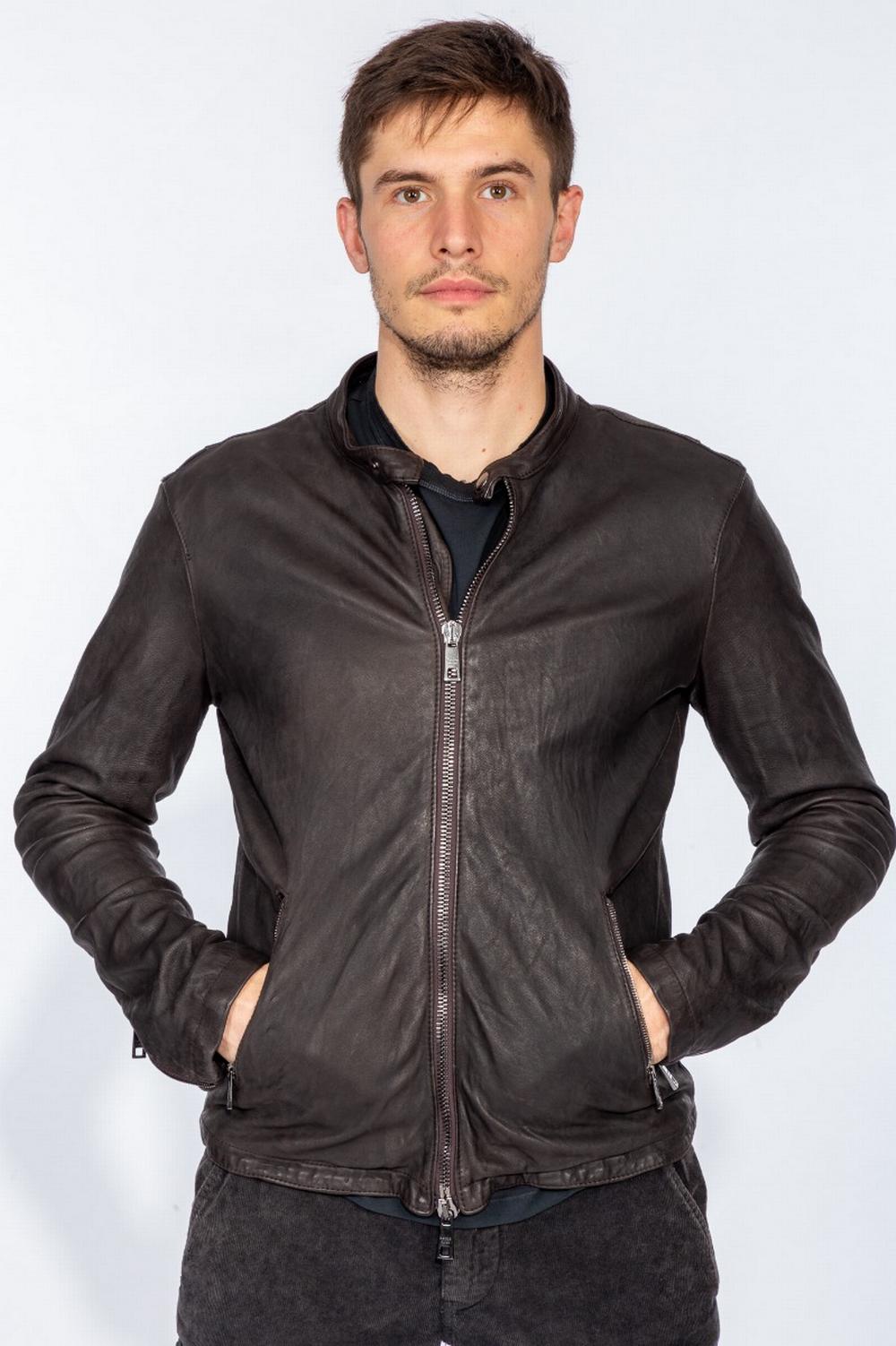 Giorgio Brato - Biker Pelle Foderato Marrone  - 8299VBRUSH