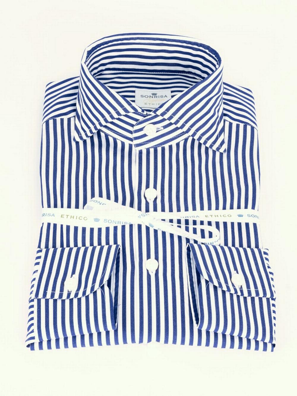 Sonrisa - Camicia a Righe Bianco/Blu Uomo - ETH2 ET022 03 B592