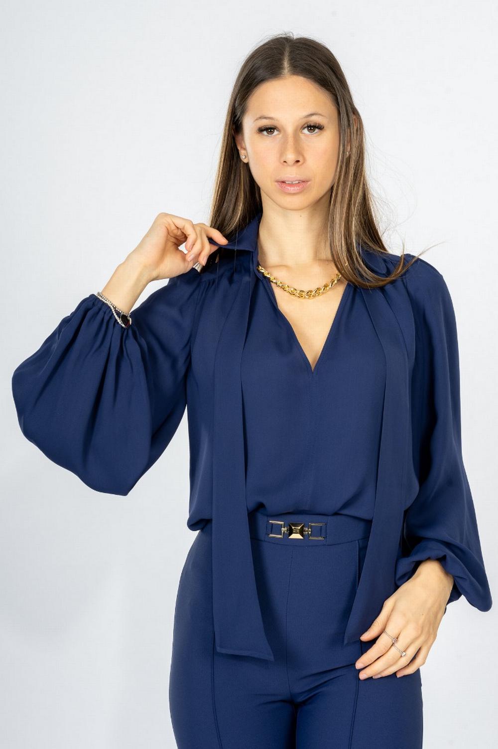 Elisabetta Franchi - Camicia con Catena Inchiostro - CA00226E2 590