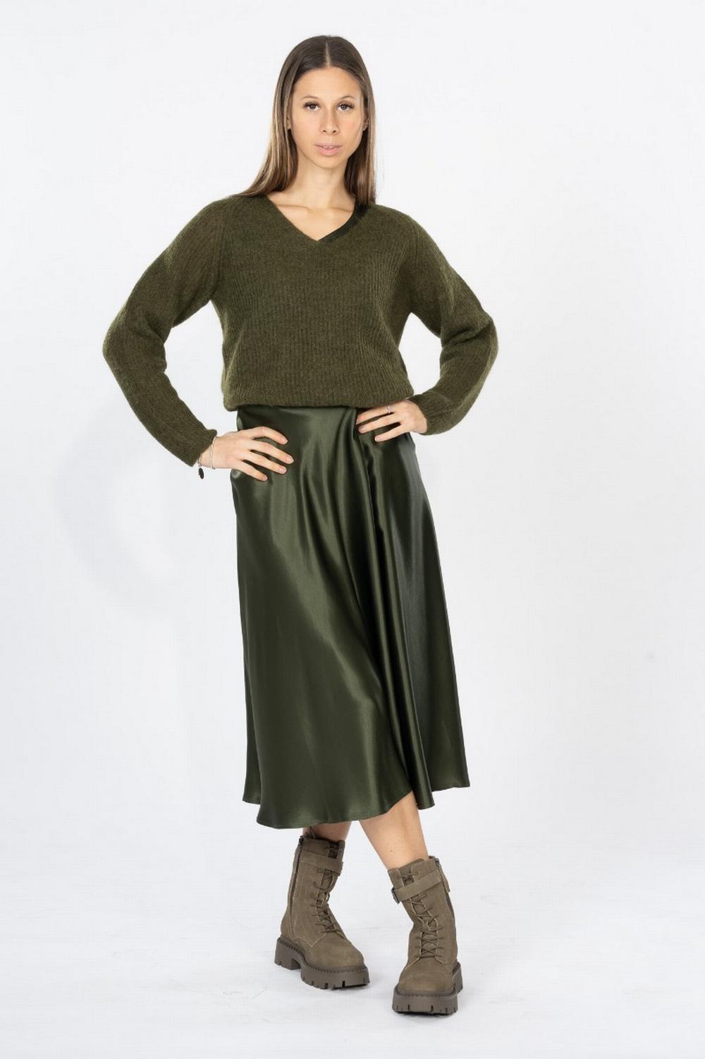 Max Mara Leisure - Gonna Raso Verde Oliva - COIMBRA 003