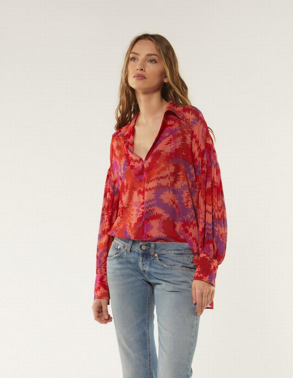 Dondup - Camicia Fantasia Tulum Rosso - DC212FF0394 552