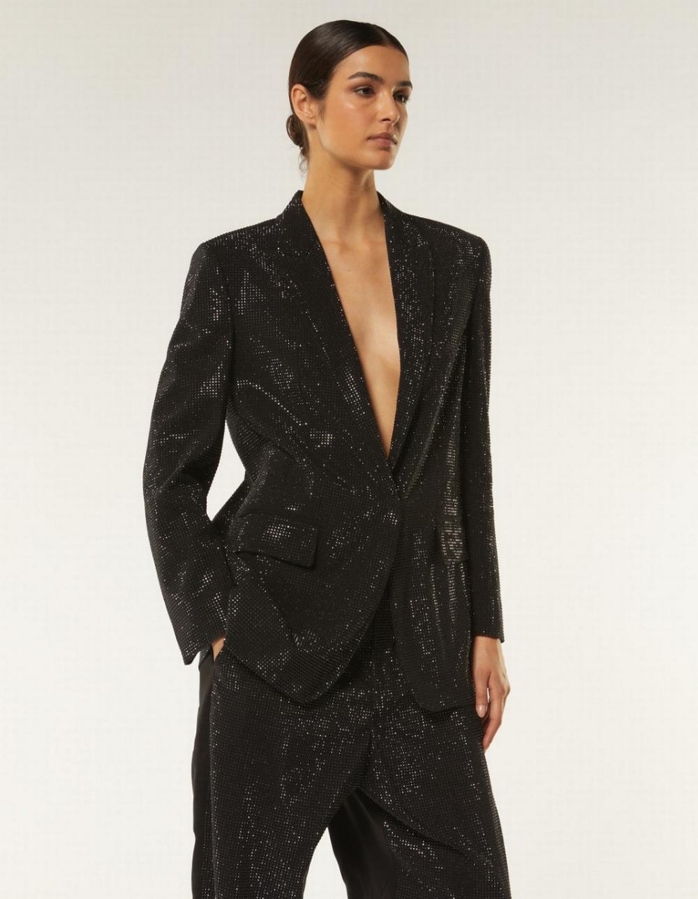 Dondup - Blazer con Swarovsky Nero - DJ570IF0035 999