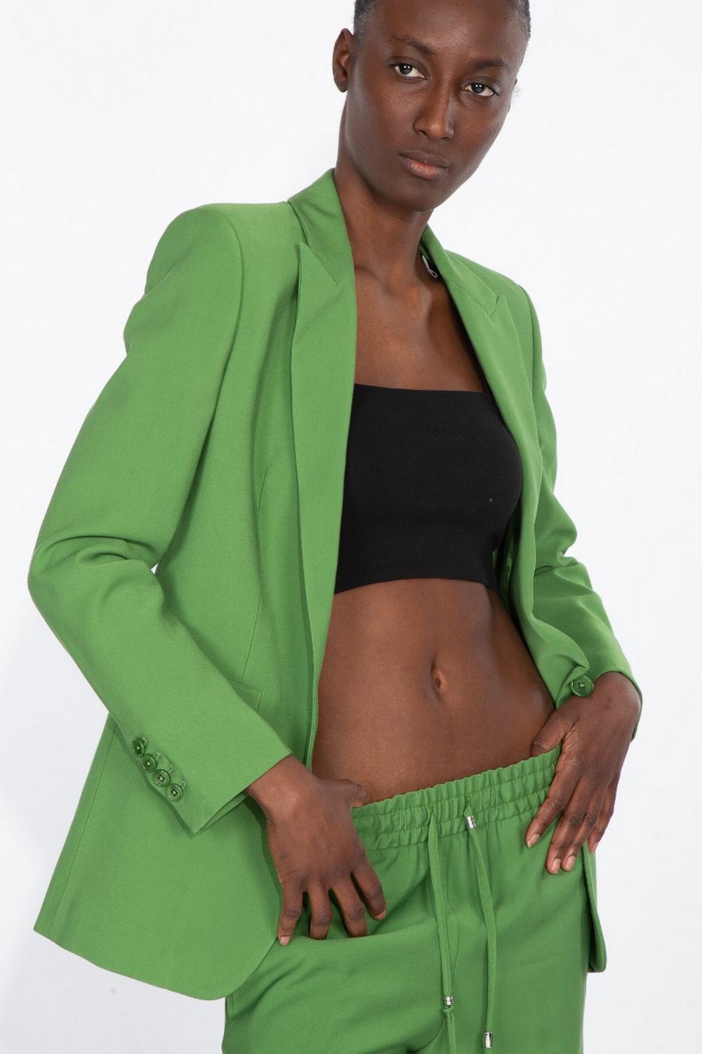 Dondup - Blazer Monopetto Viscosa Verde - DJ524IF0036D639