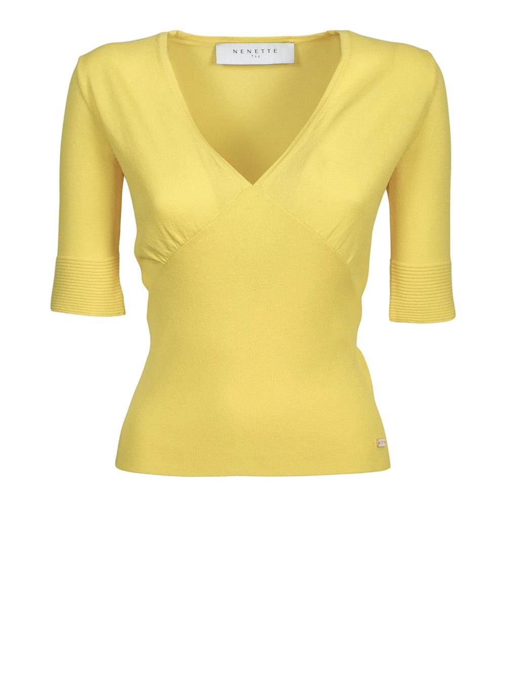 Nenette - Maglia V Manica Corta Giallo Donna - MIUCCIA