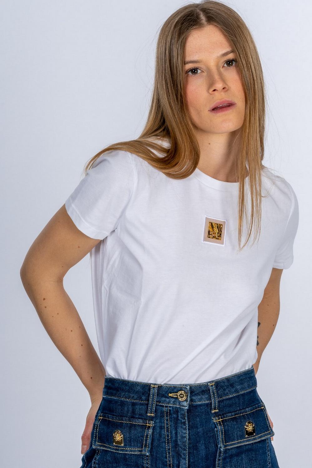 Elisabetta Franchi - T-Shirt Logo Metallico Gesso - MA01631E2 270