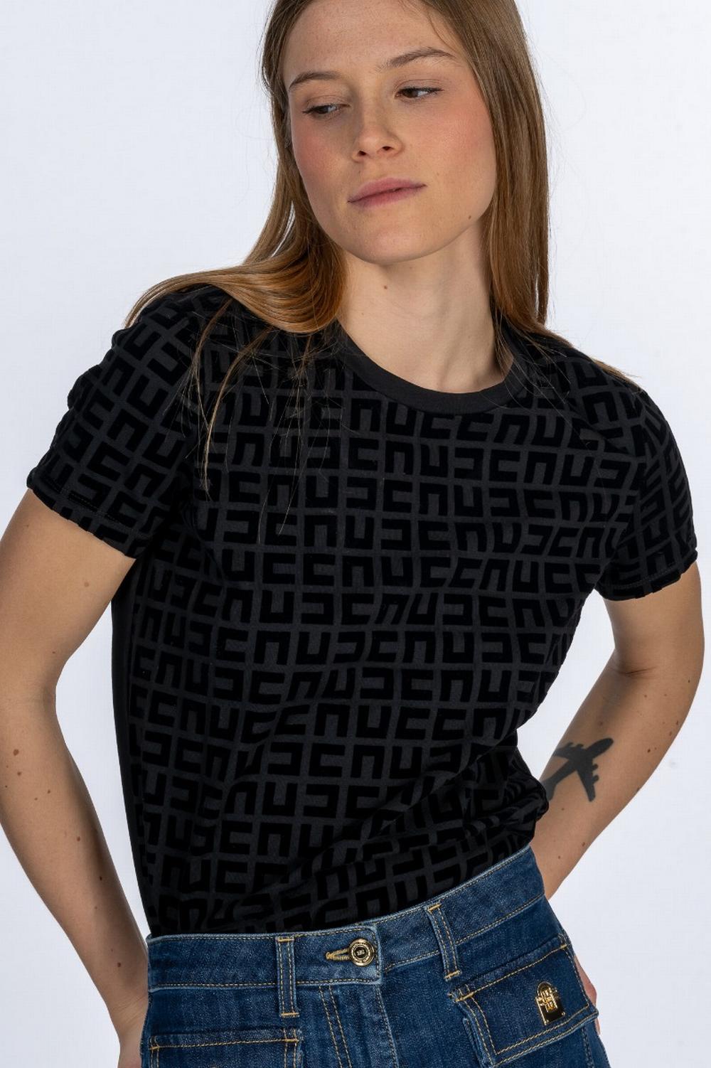 Elisabetta Franchi - T-Shirt Labirinto Nero - MA00231E2 110