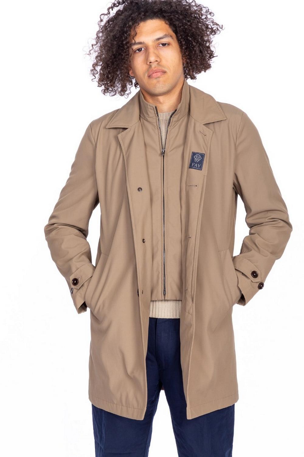 Fay - Morning Coat Cotone Tecnico Beige Scuro - NAM62460030ULCC805