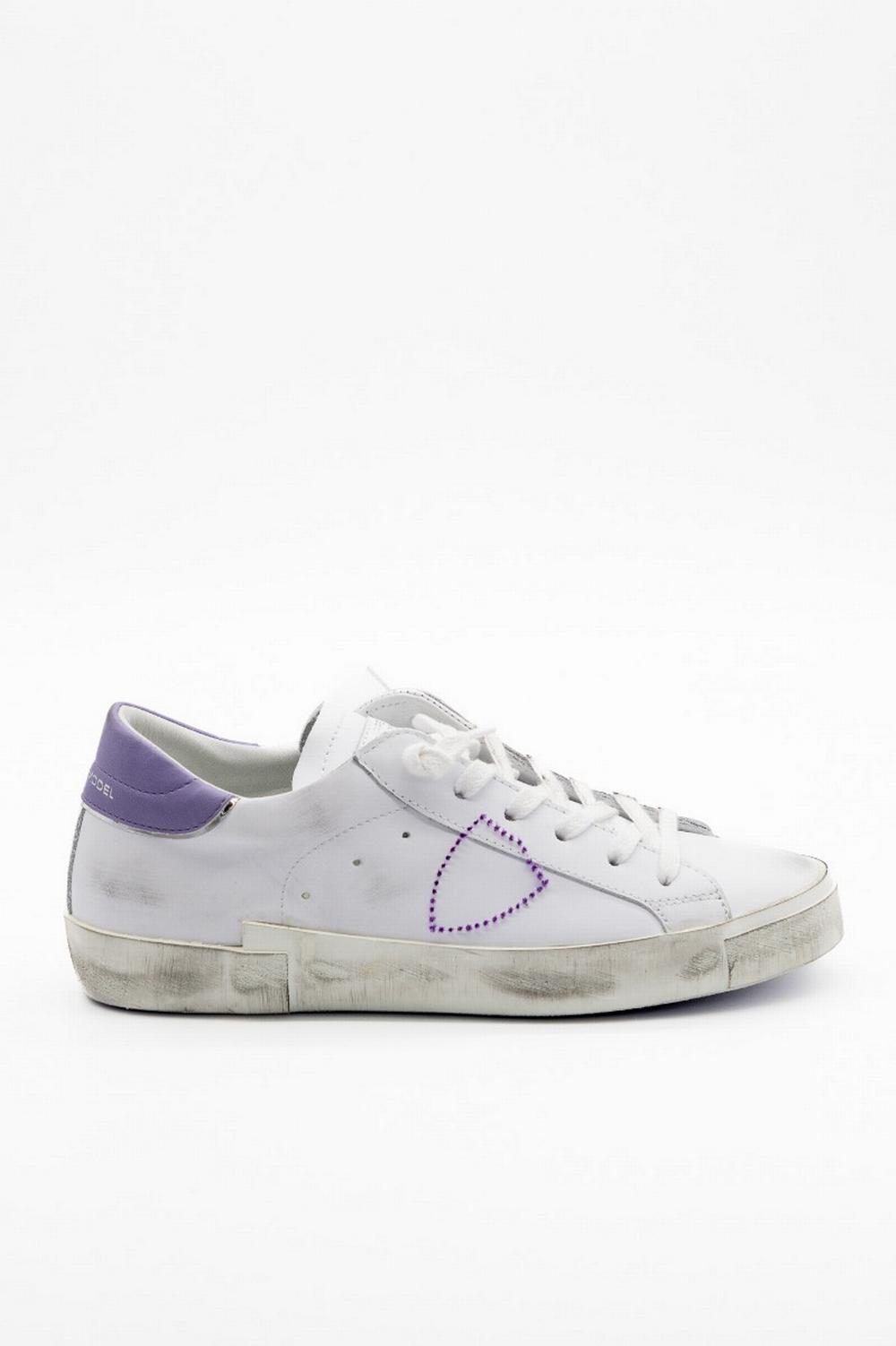 Philippe Model - SNEAKER PARIS PELLE BIANCO/VIOLA - PRLD VB30