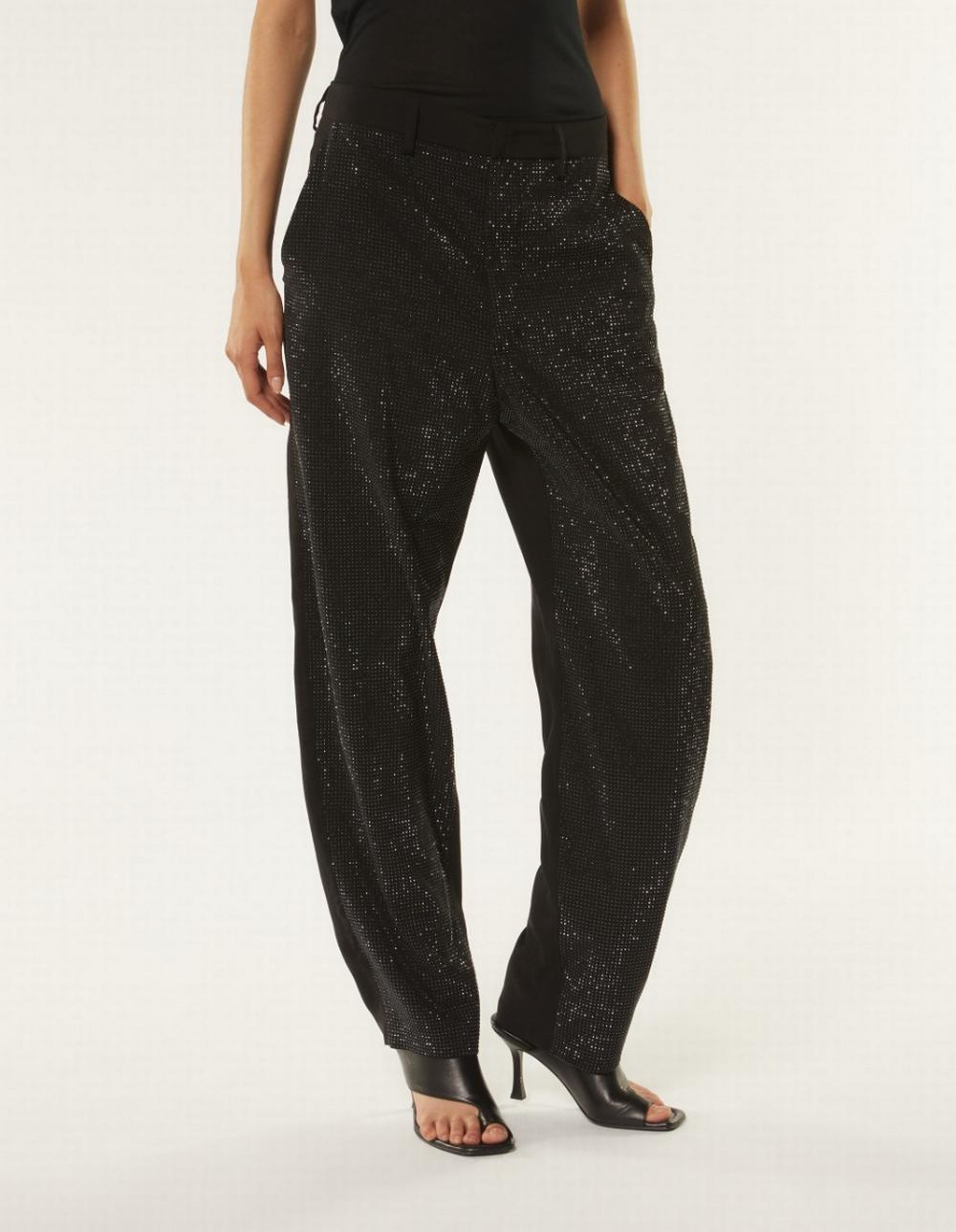 Dondup - Pantalone MIcaela Strass Nero - DP707IF0035D999