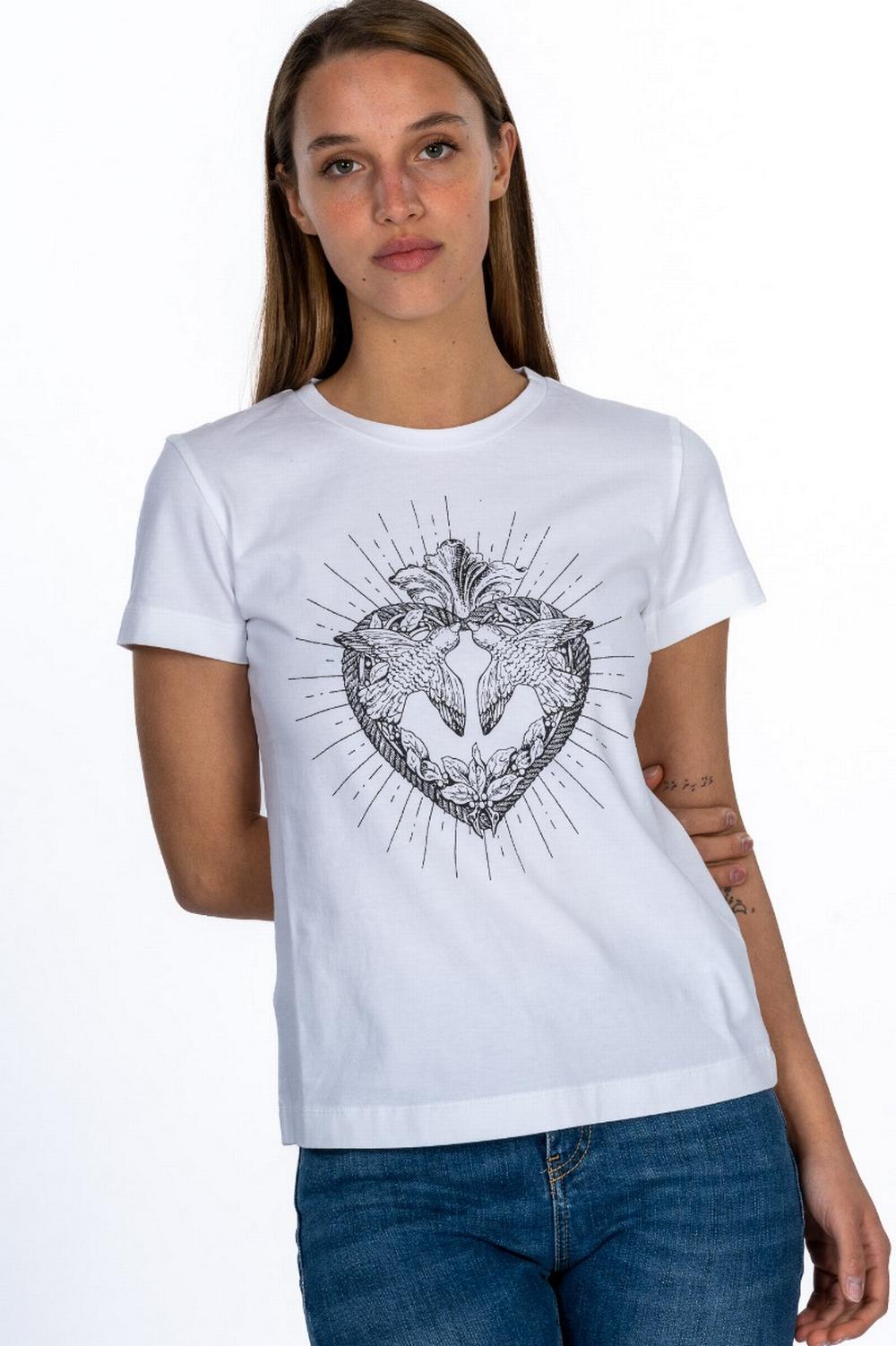 Pinko - T-Shirt Love Birds Bianco - BUSSOLOTTO Z04