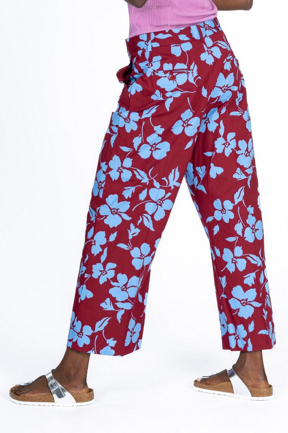 Max Mara Weekend - Pantalone STEGOLA Stampa Fiori Bordeaux - STEGOLA 006