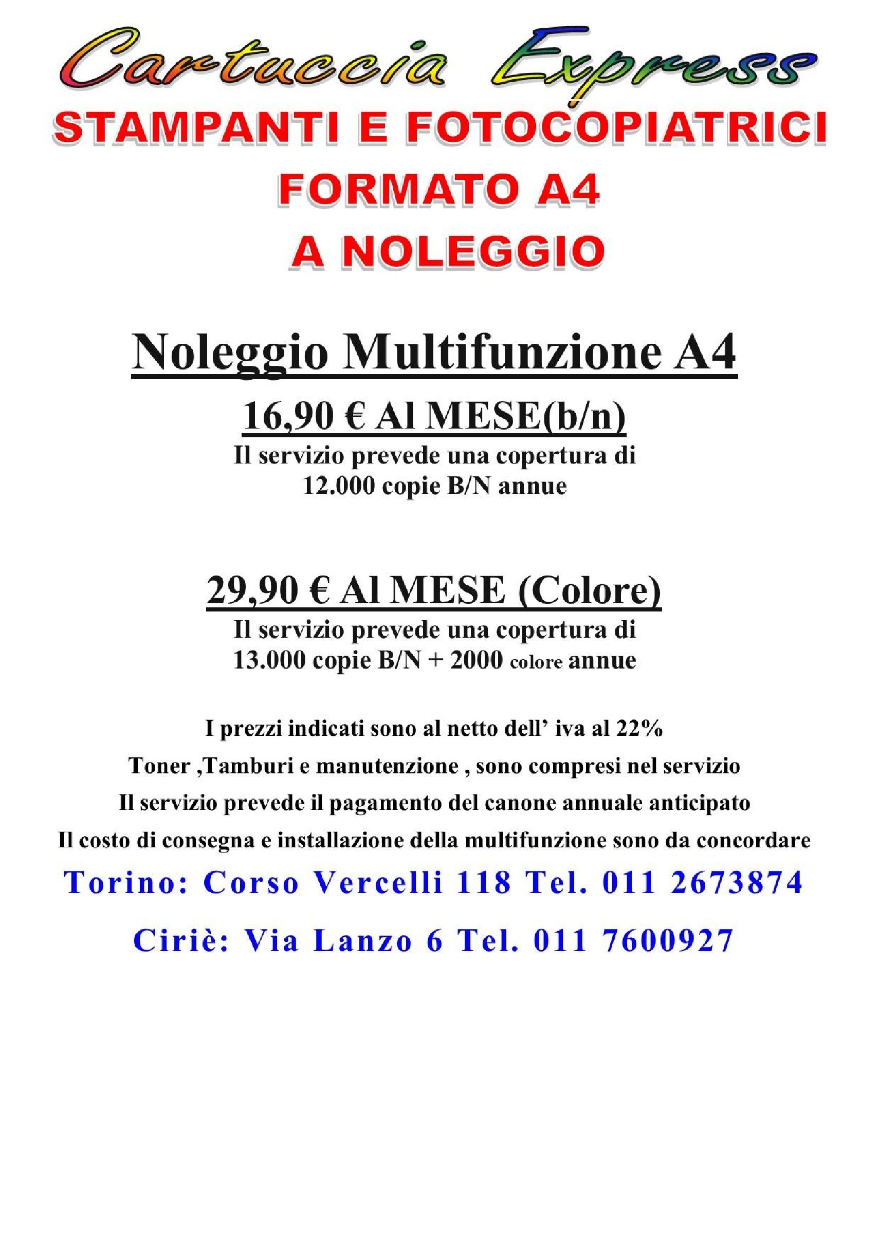 Noleggio Stampanti e Fotocopiatreici