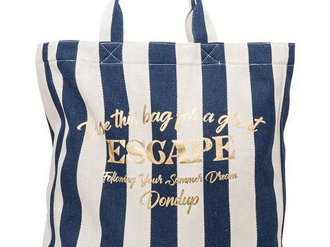 Dondup blue and white striped cotton tote bag 