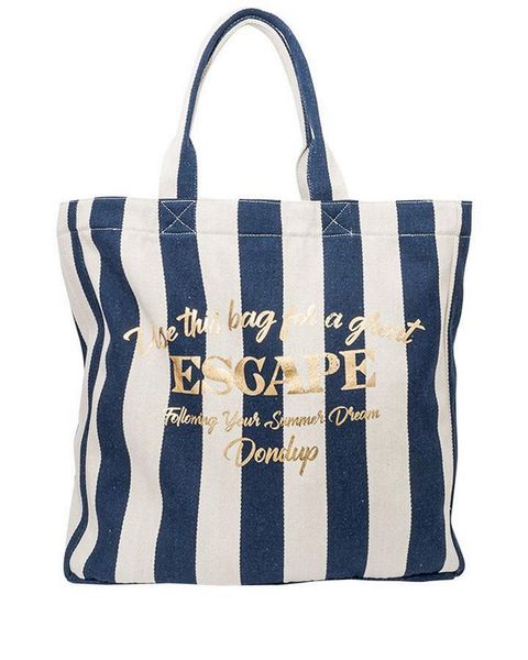 Dondup blue and white striped cotton tote bag 