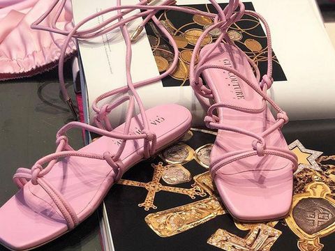 Gia Couture pink lace-up sandals PINK LACE-UP SANDALS